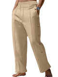 Men's Casual Solid Color Drawstring Side Buttons Pants