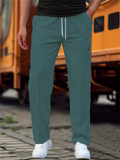 Men's Comfortable Textured Casual Regular Fit Straight Leg Pants