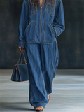 ‌Womens Trendy Chill Streetwear Denim Hooded Jumpsuit with Pockets‌