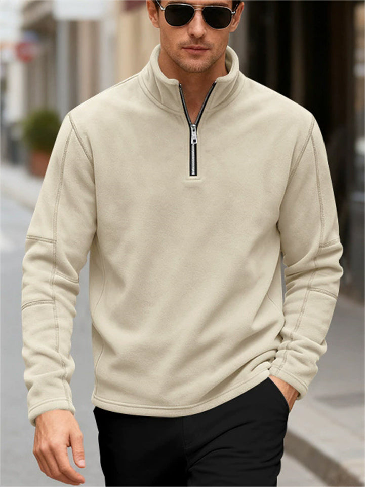 Men's Fleece Half-Zip Long Sleeve Casual Warm Autumn Winter Sweatshirts