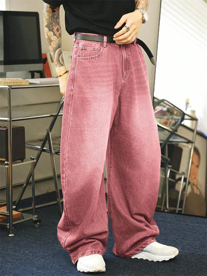 Men's Vintage Loose Fit Casual Daily Wear High-Waisted Baggy Denim Jeans