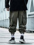 Men's Hip Hop Style Cargo Joggers Trousers with Flap Pockets
