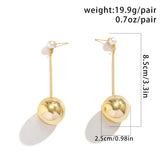 Vintage Long Chain Drop Faux Pearl Earrings for Lady