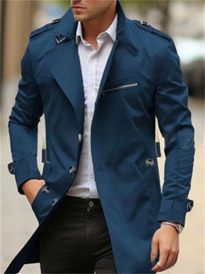 Men's Autumn Solid Color Cotton Lapel Single Breasted Coats
