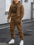 Men's Streetwear Tracksuit with "GOD GOT ME" Print Sports Hoodie Set