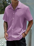 Men's Summer Wear Textured Short Sleeve Button Down Shirts
