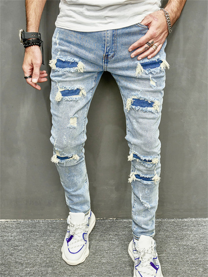 Men's Fashion Streetwear Skinny Ripped Jeans