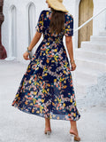 V-Neck Floral Print Holiday Maxi Dresses for Ladies