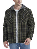 Men's Winter Warm Fleece Lined Thick Cotton Plaid Hooded Outwear