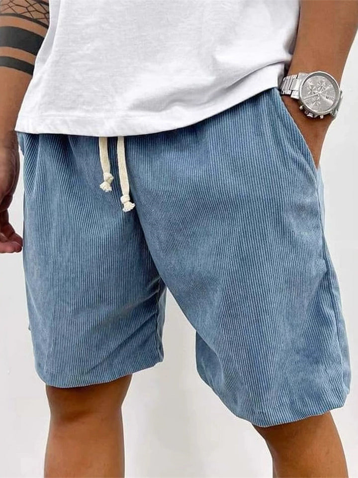 Men's Retro Summer Casual Corduroy Solid Color Drawstring Shorts
