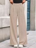C‌omfy Elastic Waist Pleated Drape Wide Leg Pants for Women‌