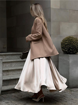 Women's Elegant Silky High-Rise Flowy Maxi Skirt