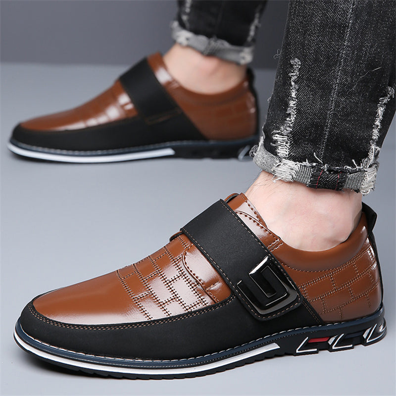 Men's Faux Leather Hook and Loop Fastener Flats Shoes