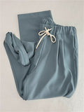 Women's Simple Solid Color Drawstring Elastic Waist Loose Pants