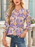 Women's Casual Print 3/4 Sleeve V Neck Shirts