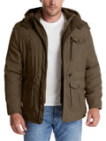 ‌Men's Hooded Military Style Outdoor Thermal Lined Coat with Multiple Pockets‌