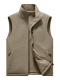 Men's Autumn-Winter Warm Fleece-Lined Outdoor Vest Multi-Pockets Loose Fit