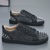 Men's Casual Trendy Contrast Color Rivet Patchwork Lace Up Flats Shoes