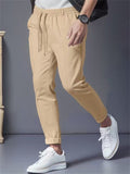 Men's Simple Elastic Waist Drawstring Straight Leg Casual Pants