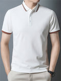 Men's Summer Simple Contrast Trim Short Sleeve Polo T-Shirts