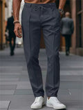Men's Simple Elastic Waist Drawstring Straight Leg Casual Pants