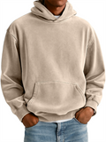 Men's Winter Thicken Solid Color Kangaroo Pocket Hooded Sweatshirts