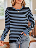 Women's Long Sleeve Casual Stripe Round Neck T-Shirt