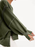 Women's Oversized Crew Neck Side Slit Street Sweatshirt