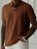Men's Woven Print Casual Summer Short Sleeve Polo Shirts