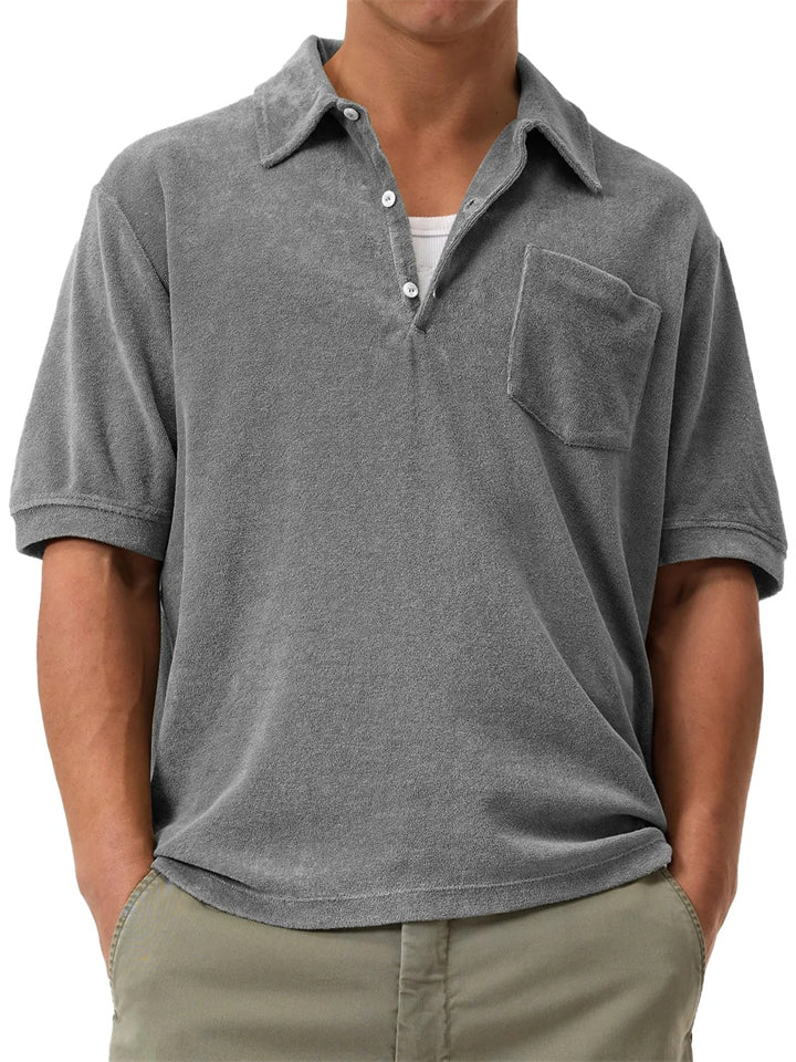 Men's Solid Color Short Sleeve Lapel Polo Shirt