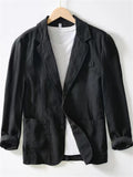 Men's Solid Color Suit Collar Pockets Single Breasted Long Sleeve Coat