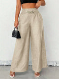 Women's High Waist Chain Decorated Comfy Wide Leg Pants