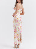 Women's Sexy Sweetheart Spaghetti Strap Rose Print Dress