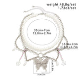 Dreamy Rhinestone Butterfly Star Pendant Pearl Necklaces for Women