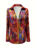 Trendy V Neck Long Sleeve Vibrant Floral Print Blouses for Women