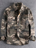 Retro Men's Casual Long Sleeve Camouflage Cargo Shirt