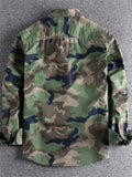 Retro Men's Casual Long Sleeve Camouflage Cargo Shirt