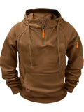 Men's Simple Plain Color Quarter Zip Pullover Hoodies
