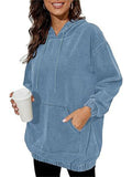 ‌Womens Denim Distressed Hoodie with kangaroo Pockets‌