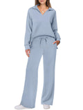 Women's Autumn Casual V Neck Lapel Long Sleeve Solid Color Outfit
