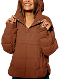Women's Casual Solid Color Pockets Pullover Hooded Coats