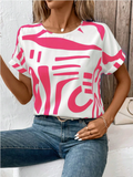 Women's Summer Print Round Neck BatWing Sleeve Shirt