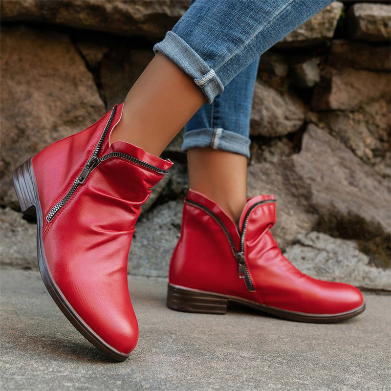 Women's Fashionable Square Heel Short Martin Boots