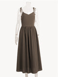 Beach Casual Pure Cotton Backless Strappy Dress for Women