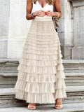 Women's Sweet Layered Pleated Long Cake Skirt