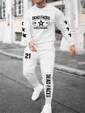 Men's Casual Round Neck Letter Number Printed Sports Sweatsuit Set