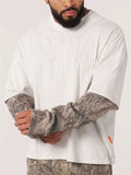 Men's Oversized Long Sleeve T-Shirt with Letter Print & Cuff Design
