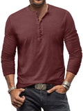 Men's Vintage Comfy Long Sleeve Washed Henley Shirts