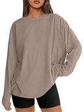 Women's Autumn Oversize Solid Color Round Neck Long Sleeve Shirts