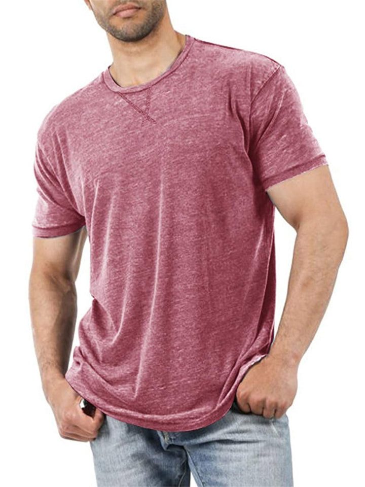 Men's Comfortable Cotton Blend Crew Neck Candy Color T-shirt